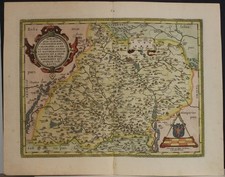 MORAVIA CZECH REPUBLIC 1598 ABRAHAM ORTELIUS UNUSUAL ANTIQUE COPPER ENGRAVED MAP