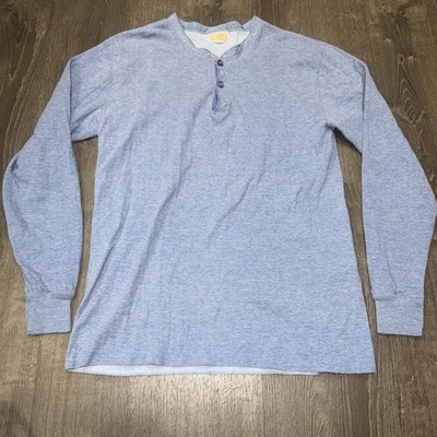 Vtg 80s LL Bean River Drivers Shirt Mens M Blue Two-Layer Henley USA Wool Blend
