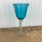 Blenko Glass 489 Large Goblet Chalice Turquoise Blue Crystal Air Twist Stem 13"
