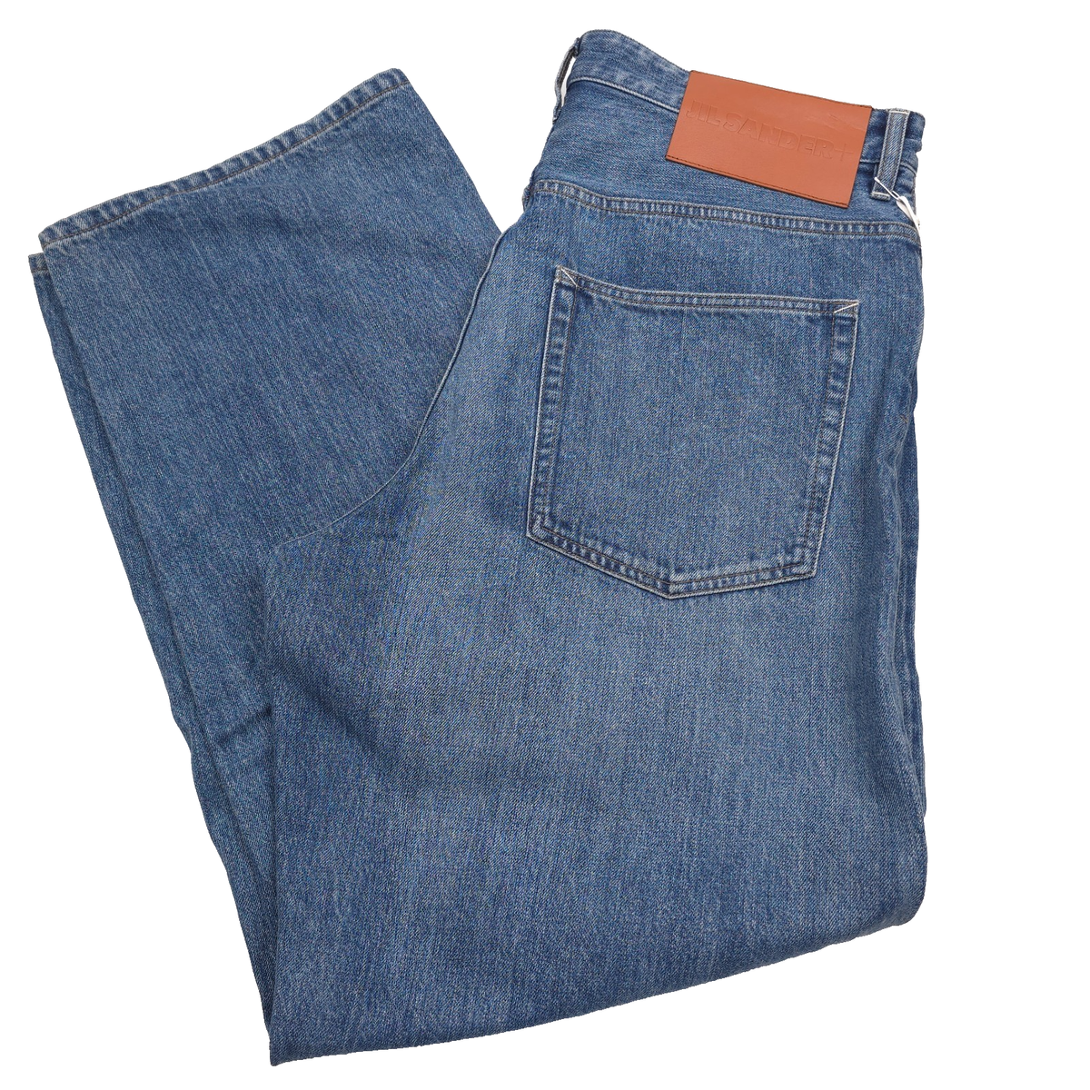 $1190 Jil Sander Washed Raw Loose Wide Leg Canard Blue Jeans Japan