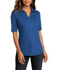 JustBlanks Women's Slim Fit V-Neck Dress Shirt - JBLK682