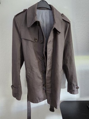 MEXX Trenchcoat Jacke Grau halblang Gr. 50 Polyester mit Gürtel & Knöpfen