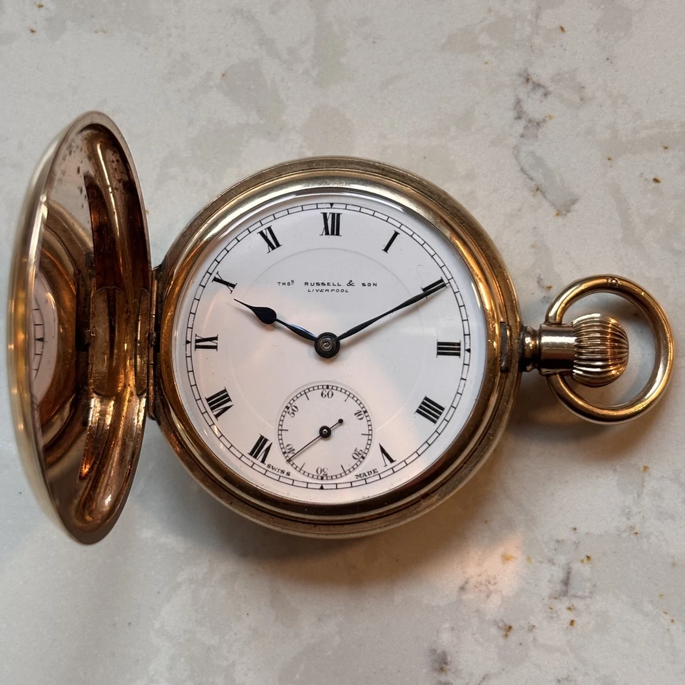 Thos. Russell & Son, Liverpool - Reloj Bolsillo Completo Hunter GP - Reparado Foto 3 de 4