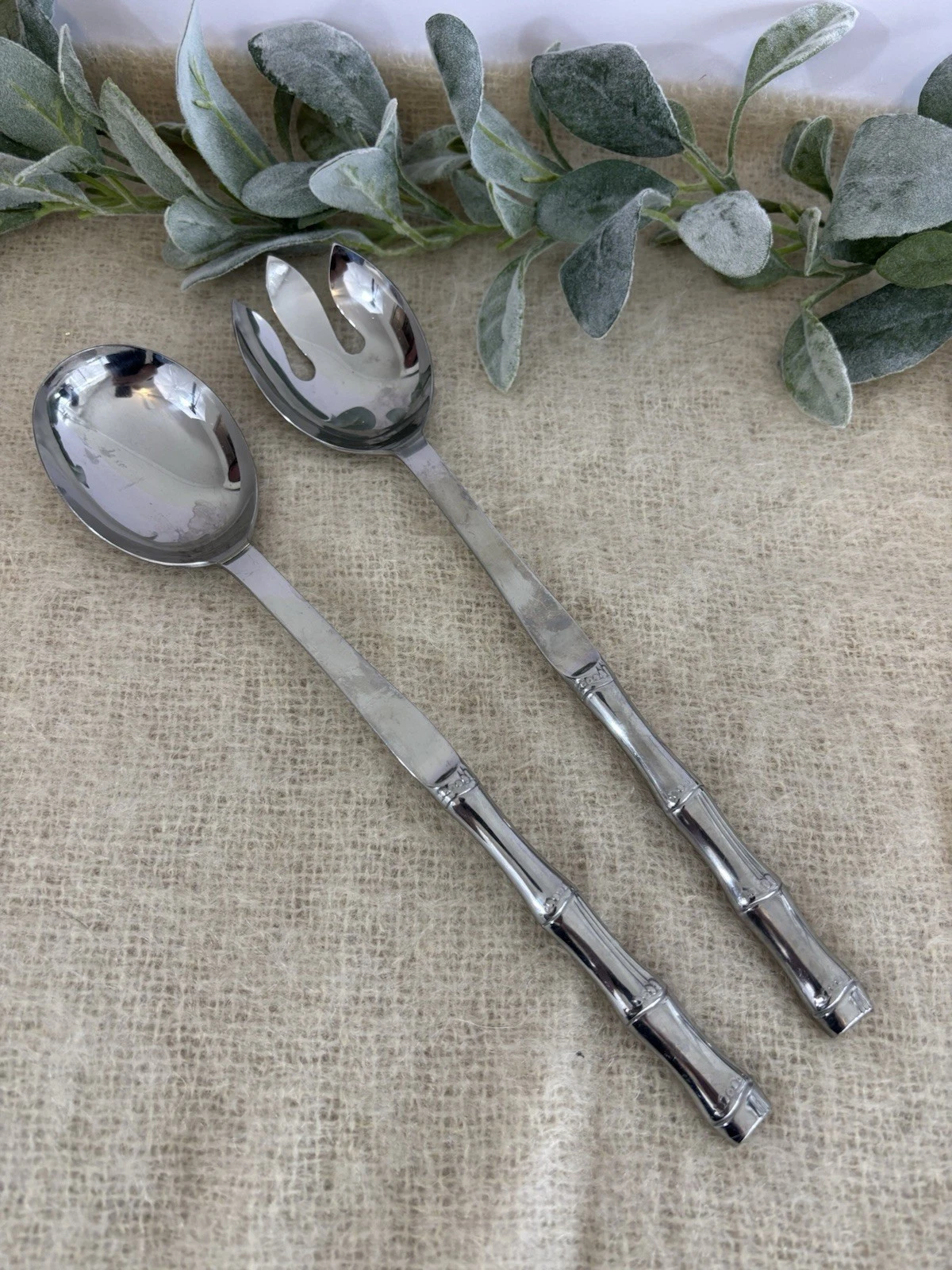 Stainless Serving Spoon And Fork Set Japan 2 Piece