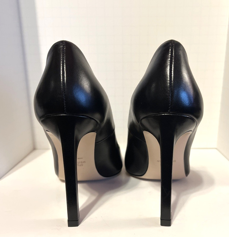 Stuart Weitzman Leather Point Toe Pumps Stlietto Heels Black Size 8.5M