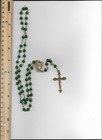 America Needs Fatima 30 Inch Green Glass Beaded Christian / Catholic Rosary — photo 1