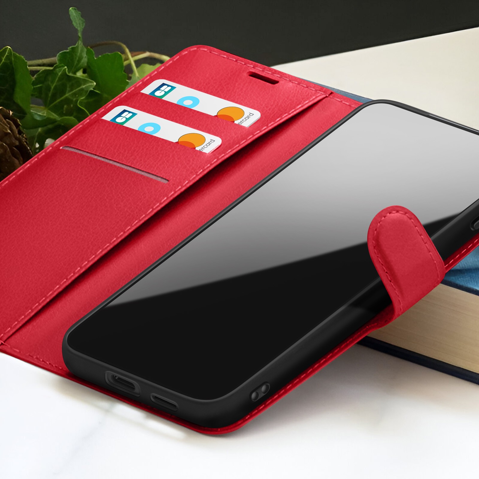 Housse cuir Xiaomi Redmi Note 13 4G Zanaé rouge aux finitions soignees - 4