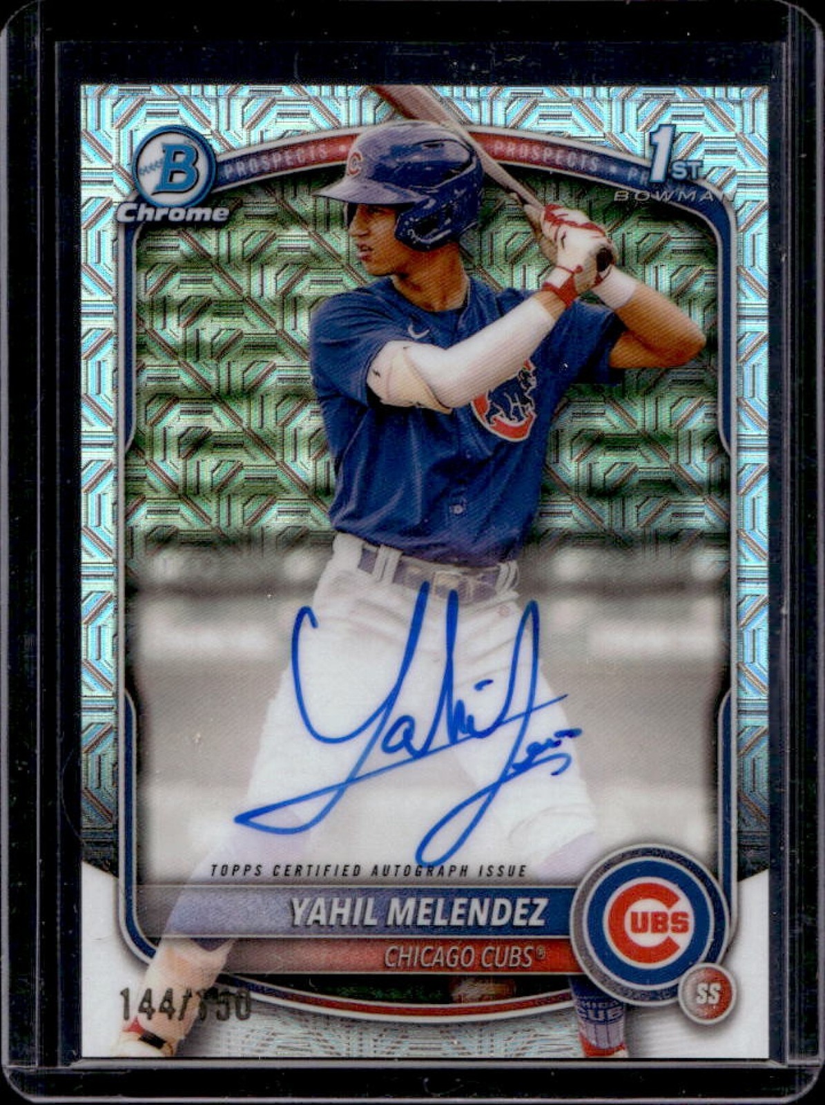 2025 Bowman Chrome Yahil Melendez Auto HTA Choice Refractor 1st #/150 Cubs
