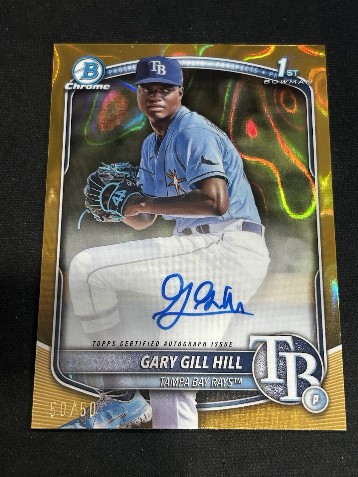 2025 Bowman Gary Gill Hill Chrome Auto Gold Lava Refractor 1st 50/50 Rays MLB