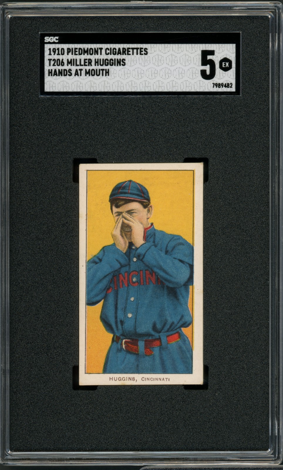1910 Piedmont T206 Miller Huggins Hands at Mouth SGC 5 EX!  NICELY CENTERED!