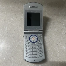 Pantech Silver & Blue Rare Tiny Flip Phone Cingular Untested