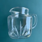 Clear Juice Pitcher Atomic Starburst Federal Glass Small Square Ice Lip Star VTG