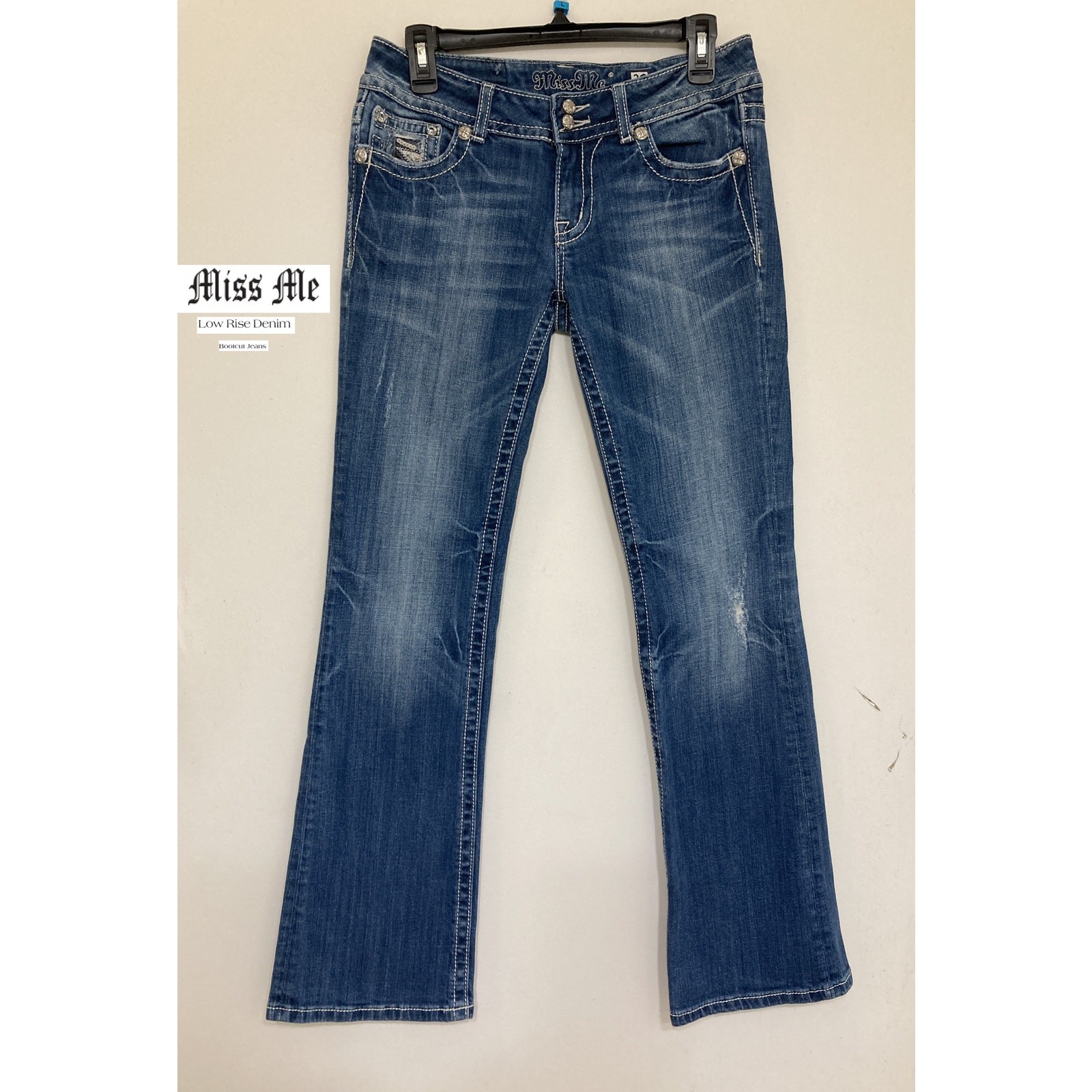 Miss Me Womens Distressed Blue Flare Bootcut Jeans Size 29x31.75