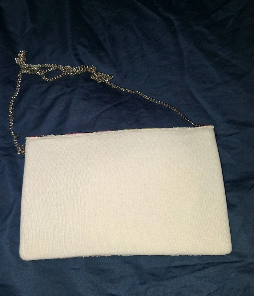 Shirdee Women's Crossbody Clutch Purse Seed Bead 100% Cotton Sitting Dogs  - Image 2 of 4