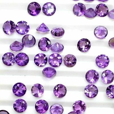 Wholesale Lot 4mm to 7mm Round Cut Natural African Amethyst Calibrated Gemstone