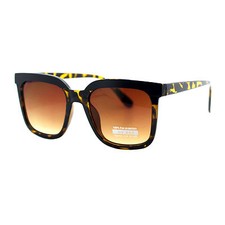 Metal Accent Top Square Frame Sunglasses Unisex Fashion Stylish Shades