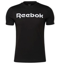 Mens Reebok Logo T-Shirt Top Slim Fit  - Black - Gym Running Fitness
