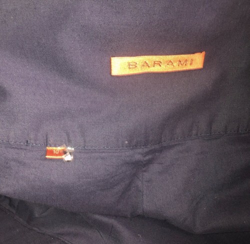 Gonna BARAMI blu navy svasata foderata cravatta cintura vita dettaglio bronzo nappa 10 - Foto 9 di 11