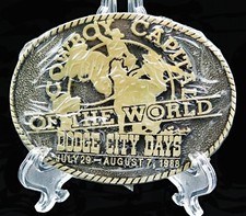 Dodge City Days Kansas Western Cowboy Award Design Medals Vintage Belt Buckle