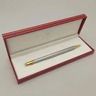 Must De CartierTrinity Steel Gold Trim Ballpoint Pen Vintage Excellent