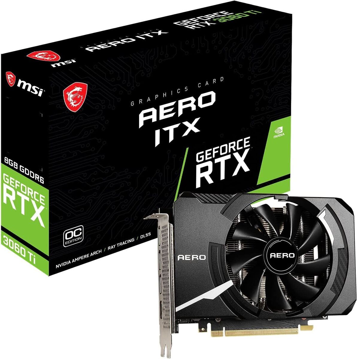 MSI GeForce RTX 3060 Ti AERO ITX 8G OC LHR Graphics Board MSI GeForce RTX 3060 Ti AERO ITX 8G OC LHR Graphics Board