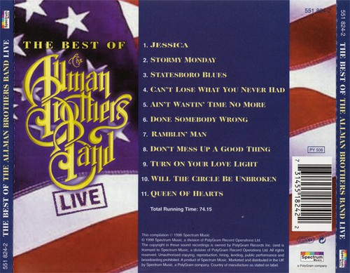 THE ALLMAN BROTHERS - THE BEST OF LIVE CD - Imagen 2 de 2