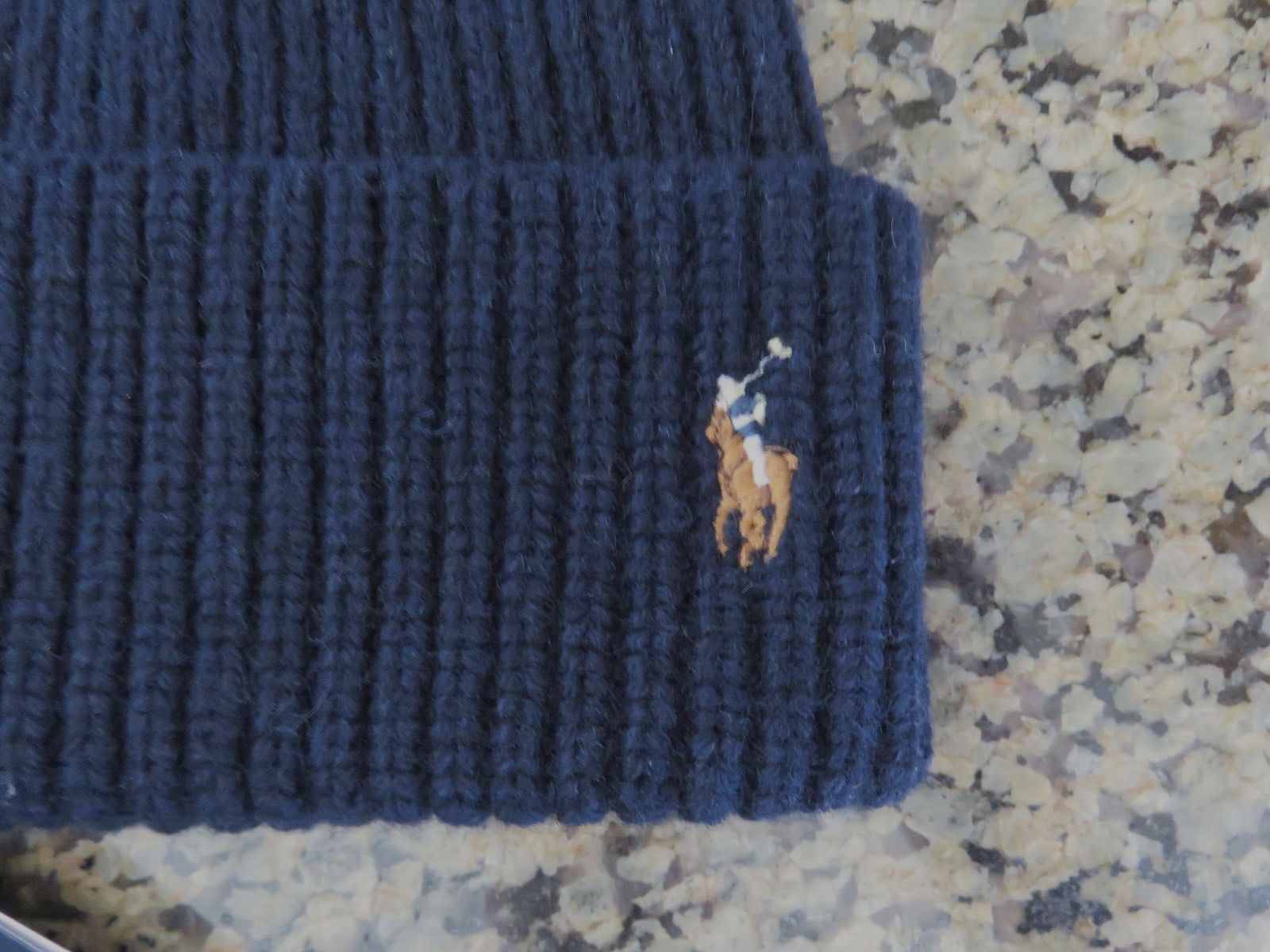 Polo RALPH LAUREN Beanie Cappello Uomo Firmato Pony Miscela Lana Polsino Lavorato a Coste