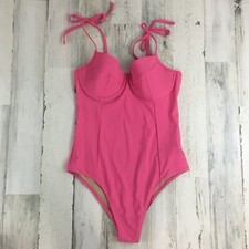 Old Navy Pink Swim One Piece Swimsuit Womens Size M Molded Cups Adjustable