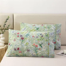 URBONUR 100% Cotton Pillowcases Set of 2 Queen Size Floral Printed Butterfly Pil