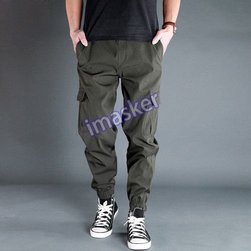 Hombres Cintura Elástica Joggers Carga Cónicos Pantalones Correr Exterior - Imagen 5 de 28