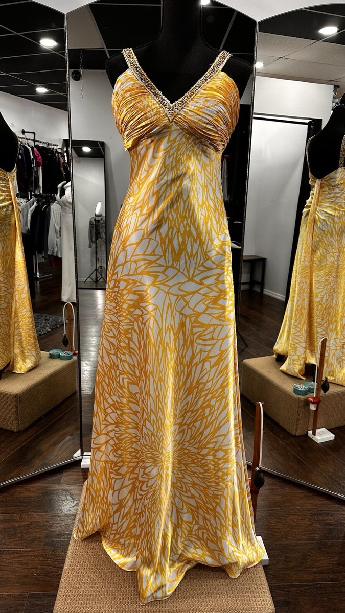 Morgan & Co Gown Yellow Sequins Straps & V. Gorgeous For Prom Or Wedding  Guest