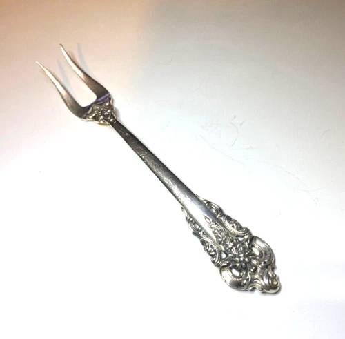 Wallace Grande Baroque 925Sterling Silver 2-Prong Cocktail/Olive Fork 5.25"L 24G