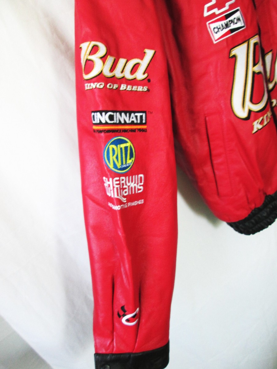 Vintage L NASCAR #8 Dale Earnhardt Jr Budweiser Red Leather Jacket