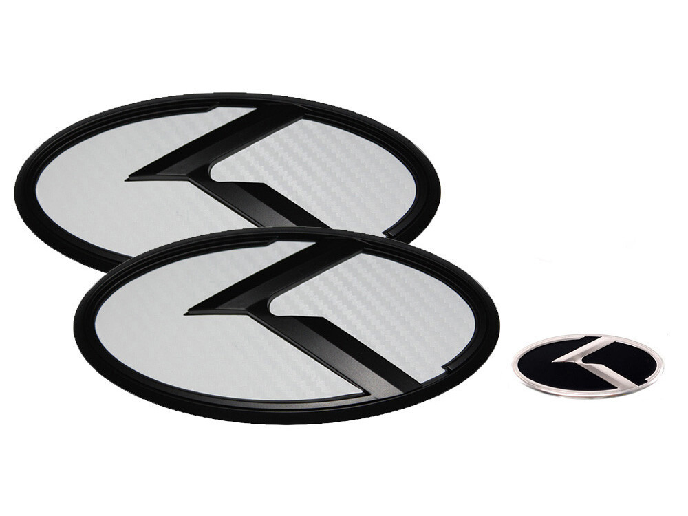3D K Logo Emblem White Carbon & Black 3pc (Fits: KIA 2009-2013