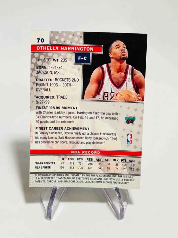 OTHELLA HARRINGTON 1999-00 Topps Finest  Grizzlies #70 - Image 2 of 2