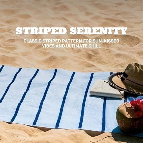 Cotton Pool Towels X Large 35 x 70 Inches, Ultra Absorbent Low Lint Stripe 3/Pk - Image 2 of 4