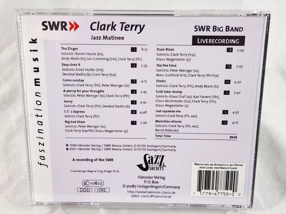 Clark Terry: Jazz Matinee (CD) Disc NEAR MINT Swing Bop Big Band FREE Ship Foto 4 de 4