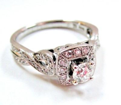 Gorgeous 14K White Gold Halo Infinity Twist Diamond Engagement