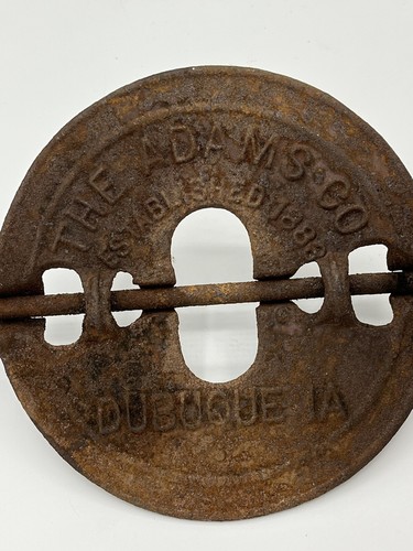 Amortiguador de diamante de hierro fundido Adams CO 6 pulgadas Dubuque IA Primitive tiene número de patente - Imagen 10 de 11