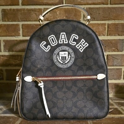 COACH Backpack Leather/Canvas Sig Varsity Jordyn Signature Brown/Chalk