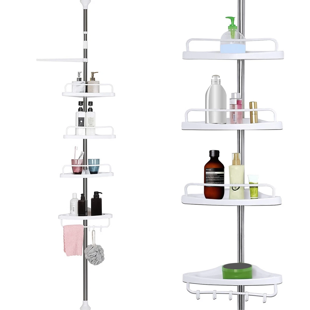 4TIER SHOWER CADDY SHELF STORAGE KITCHEN BATHROOM HANGING CORNER RACK TOWEL  RAIL