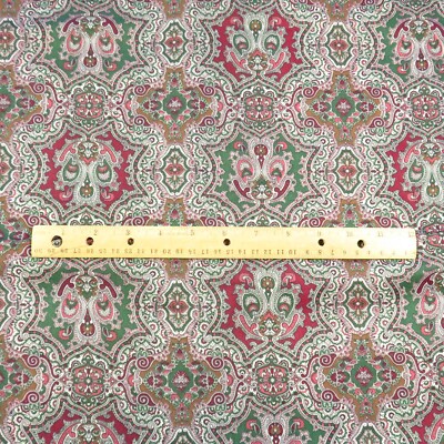 1.3 YD Vintage Ornate Apparel Fabric Green VIP Print