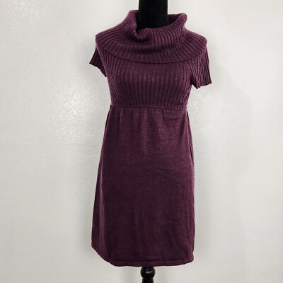 Ann Taylor Loft Purple Short Sleeve Cowl Neck A-Line Thigh Length Dress  Size S | eBay