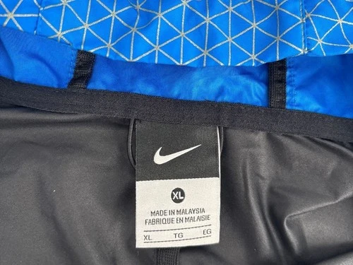 Nike Men's XL Running Jacket Black Blue Reflective Hood Flash Full Zip image 4