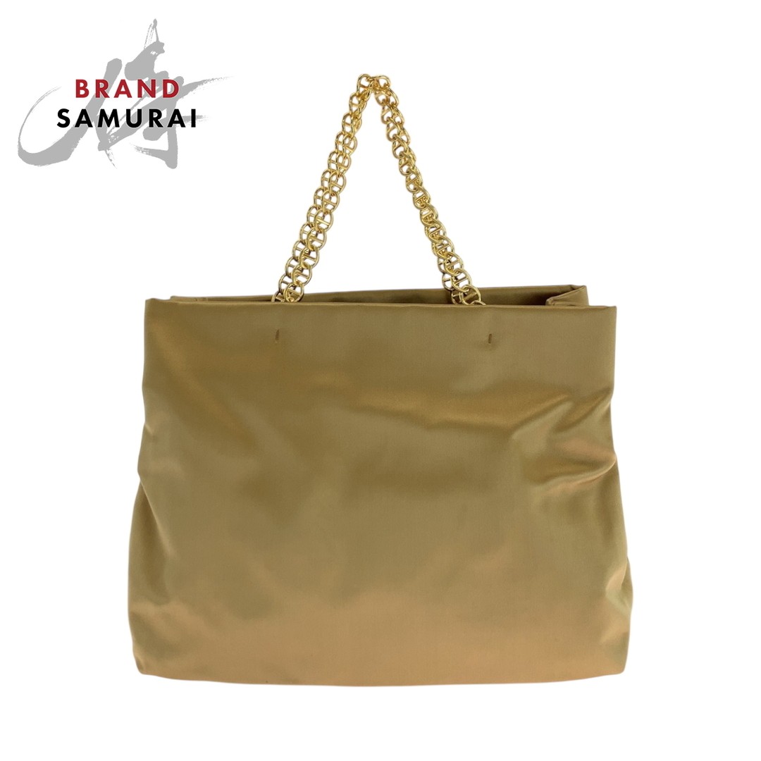 RARE PRADA Gold Hardware Satin Chain Tote Bag Women 501751