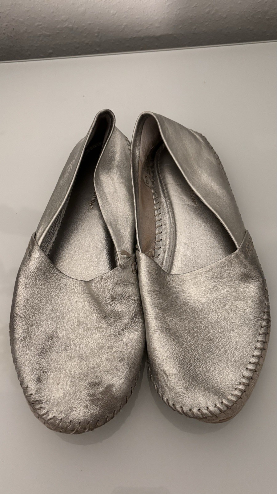 BCBGeneration Xavier Metallic Silver Leather Loaf… - image 1