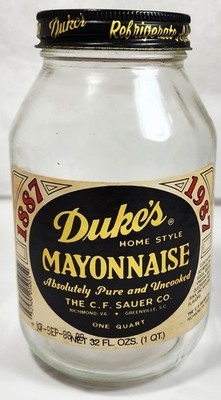 1987 Duke s 100th Year ANNIVERSARY Mayonnaise  Paper Black Label Quart