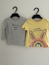 Kids 2 x T-shirt Bundle Yellow Short Sleeve. Grey Longsleeve Bunny 9-12 Months