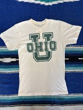 Vintage Ohio U Bobcats Shirt Mens Small White Cream NCAA College Single Stitch