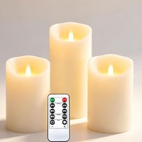 Da by 3 StüCk Elfenbein Paraffin LED Kerzen, Realistische Schwingflamme,